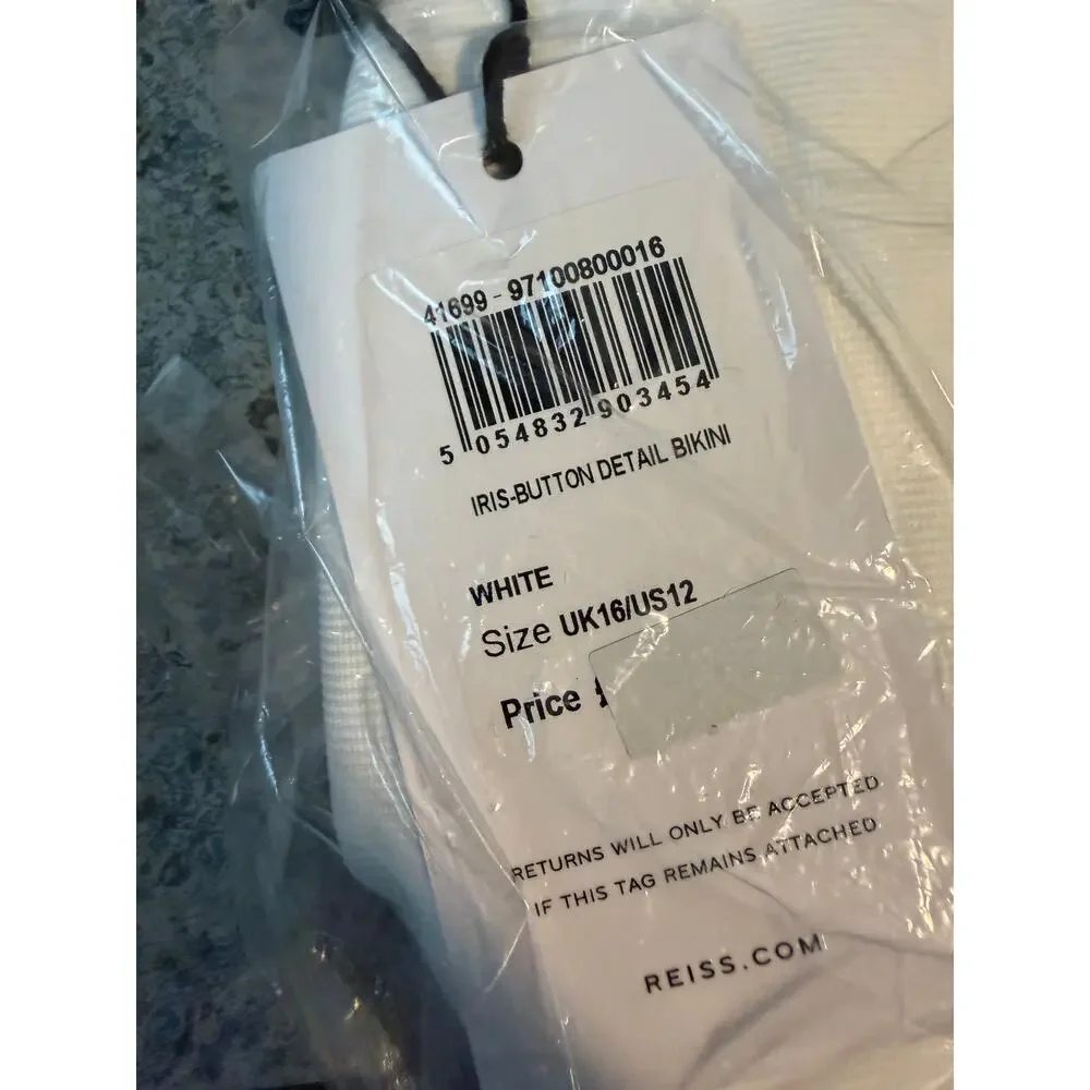 REISS Iris Bathing Suit Size 12 NEW Bikini Bottoms Swimwear Swim $70 White